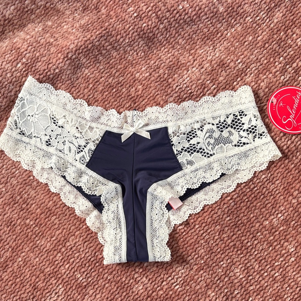 Navy and Lace Cheeky Panty